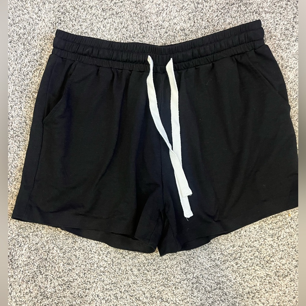 Women's Black Automet Athletic Shorts with White Drawstring